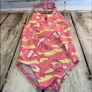 JANIE AND JACK Girl’s NWOT Halter Fish Pastel One Piece Swimsuit /Size: 12-18 Mo